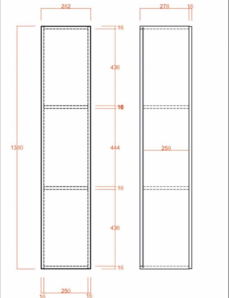Colonna da bagno sospesa, Bianco Lucido