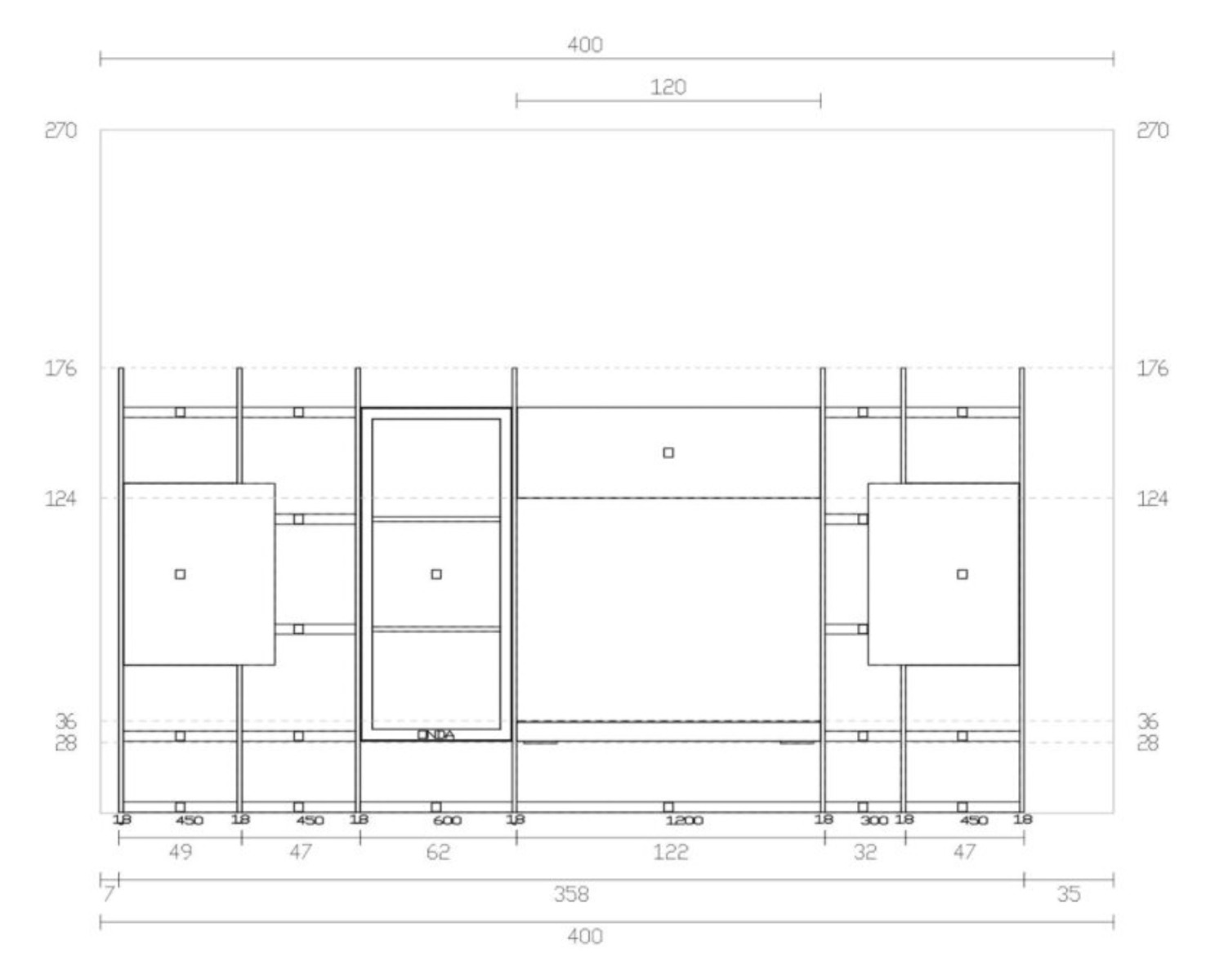 parete con ante grigia