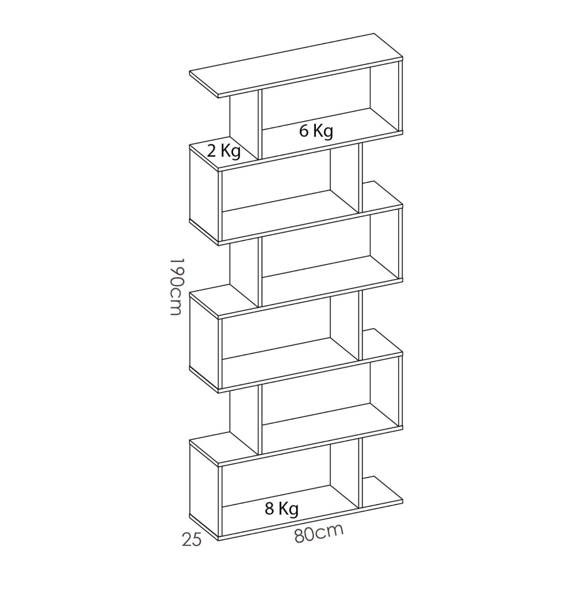 Librerie soggiorni, libreria  BOOK,  6 ripiani, made in Italy