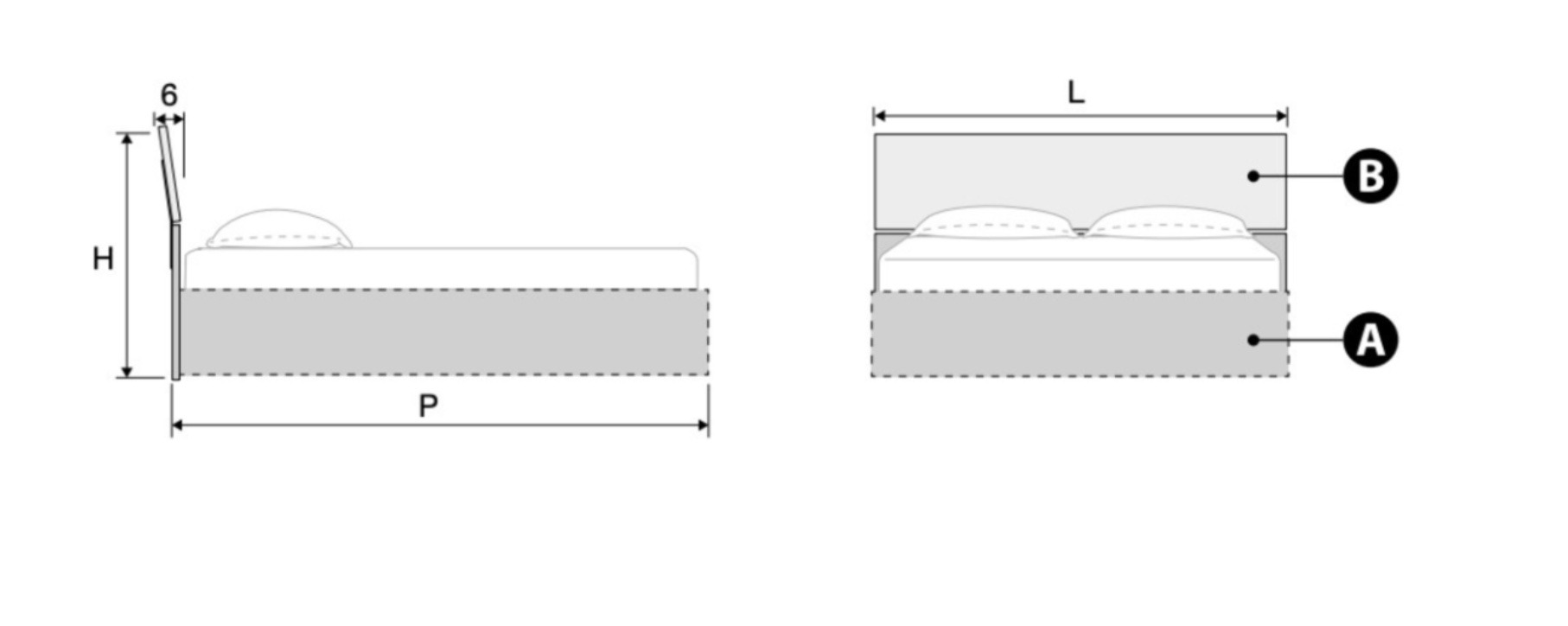 Letto king size contenitore, letto Metiz finitura Bianco altea