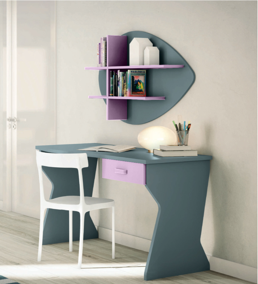 Scrivania moderna con 1 cassetto in finitura Cadaques e Papaya