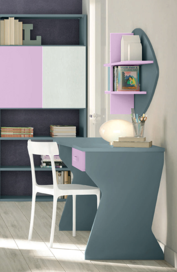 Scrivania moderna con 1 cassetto in finitura Cadaques e Papaya