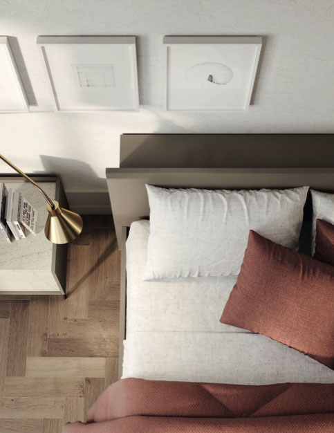 Offerta letto matrimoniale con alloggiamento posteriore, finitura Moka