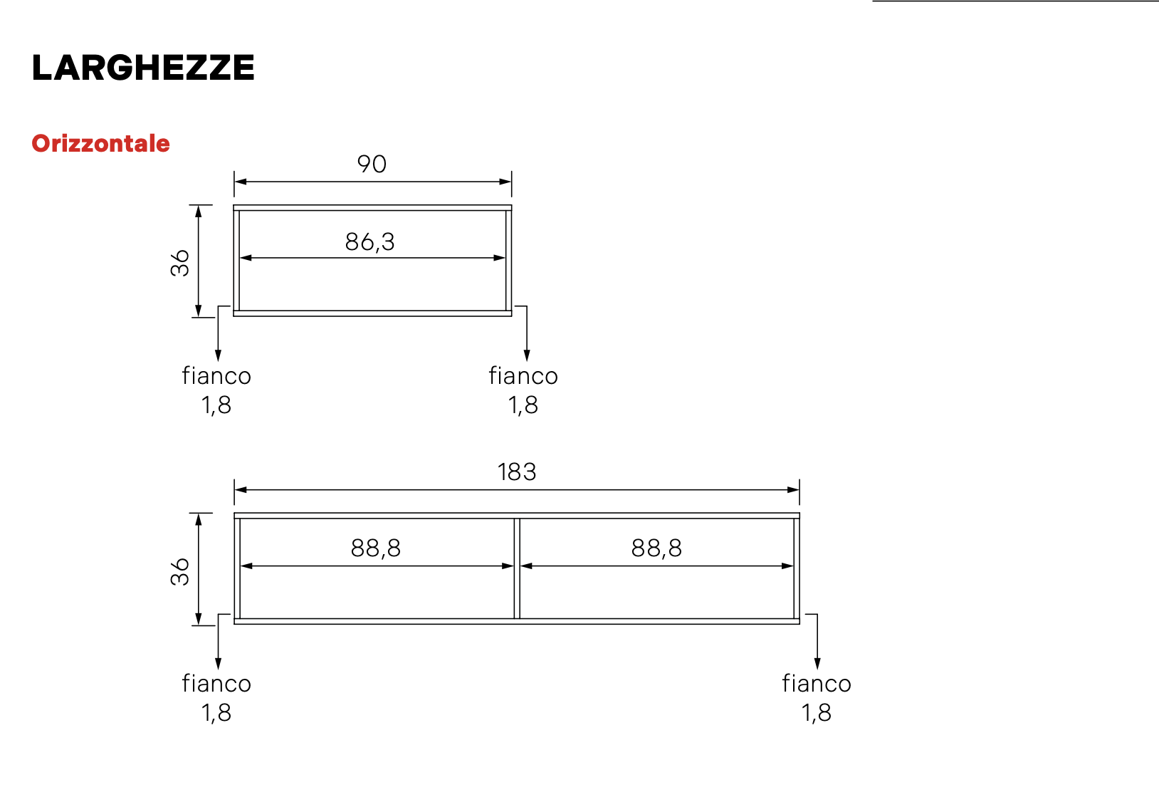 parete con pensili sospesi