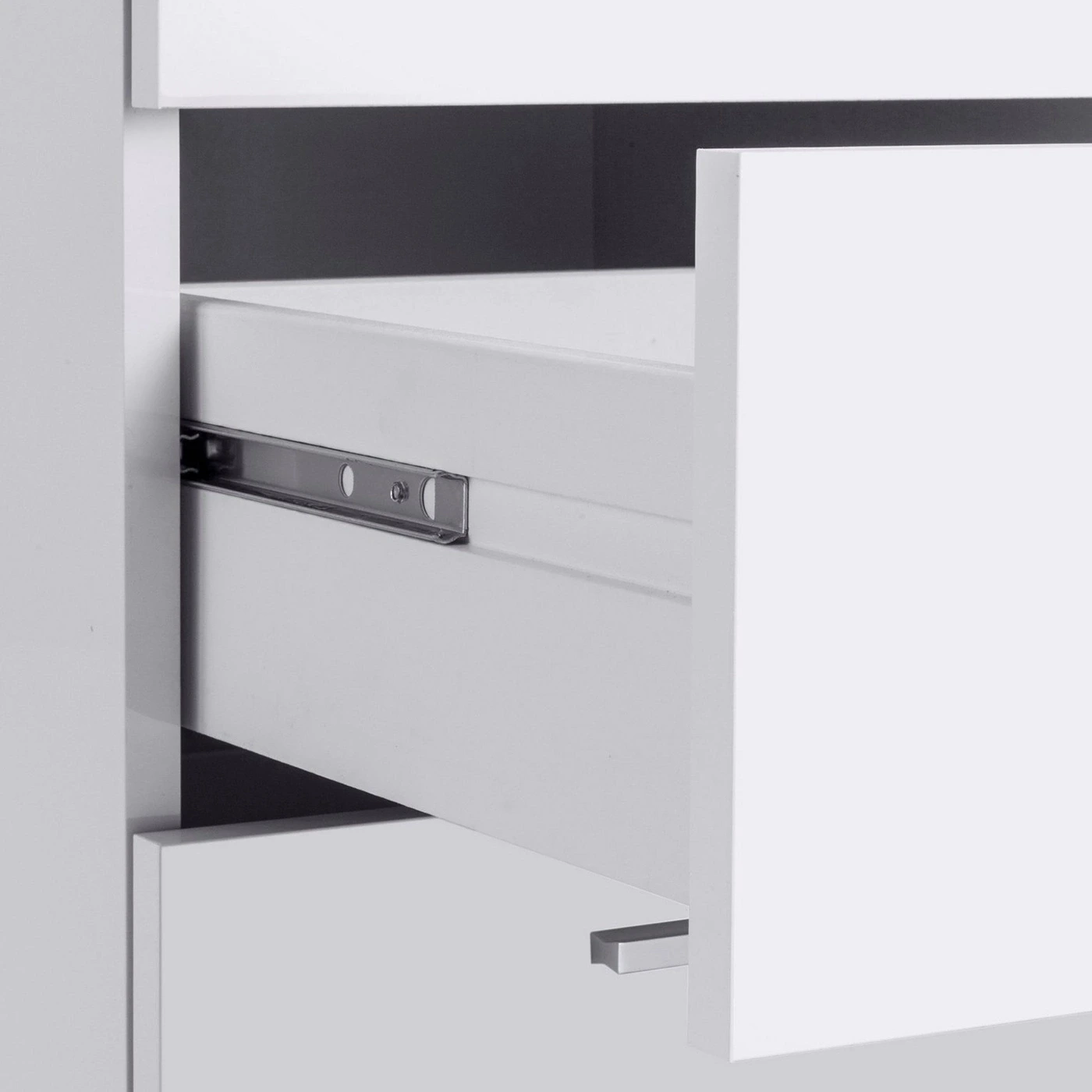 Scrivania 3 cassetti, 160x75x60 h cm, Bianco laccato lucido