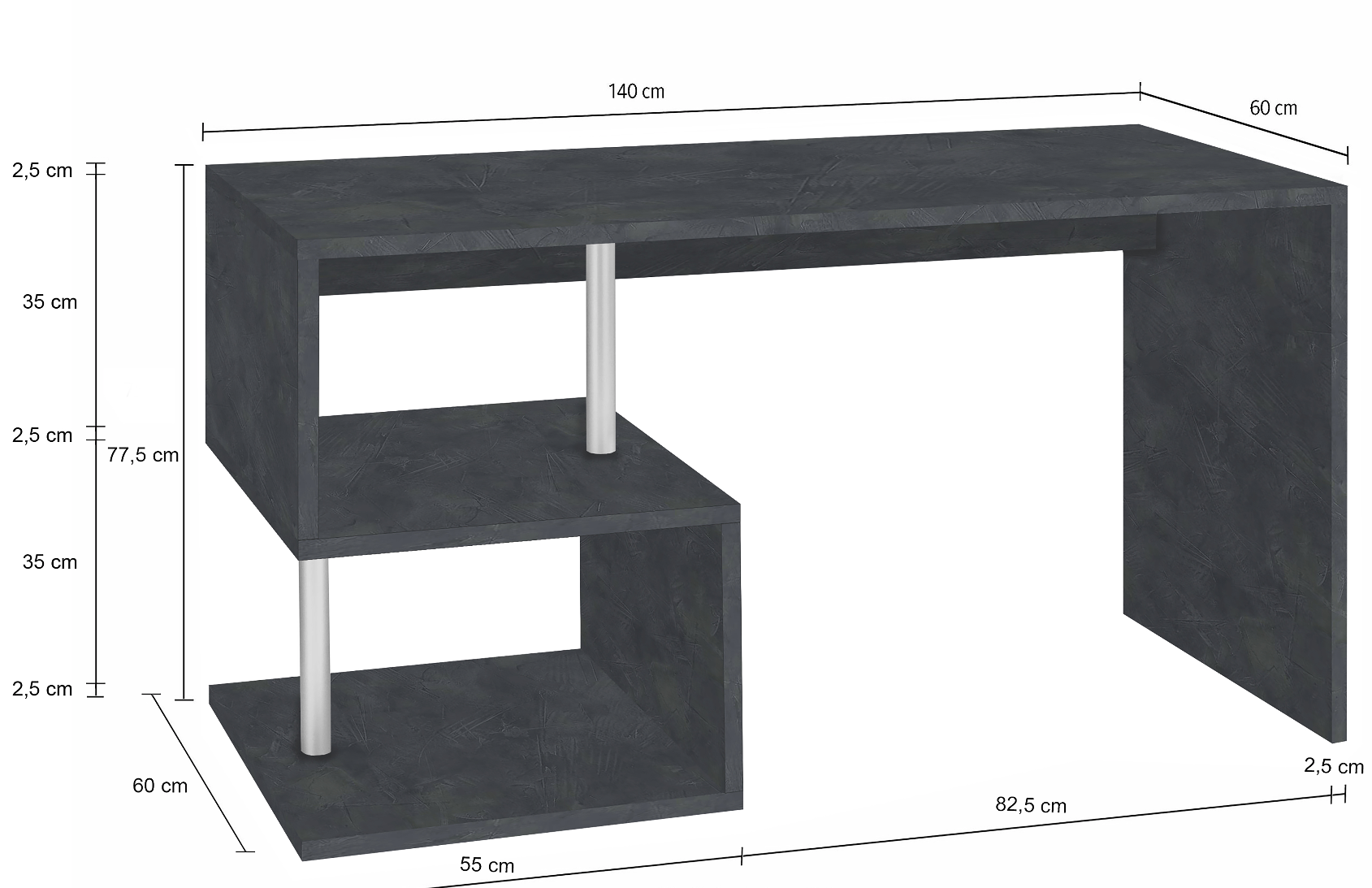 Scrivania moderna  con gamba "S" in finitura Bianco lucido