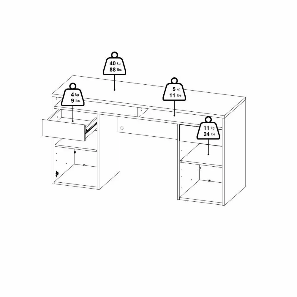 scrivania con alzata utile e comoda