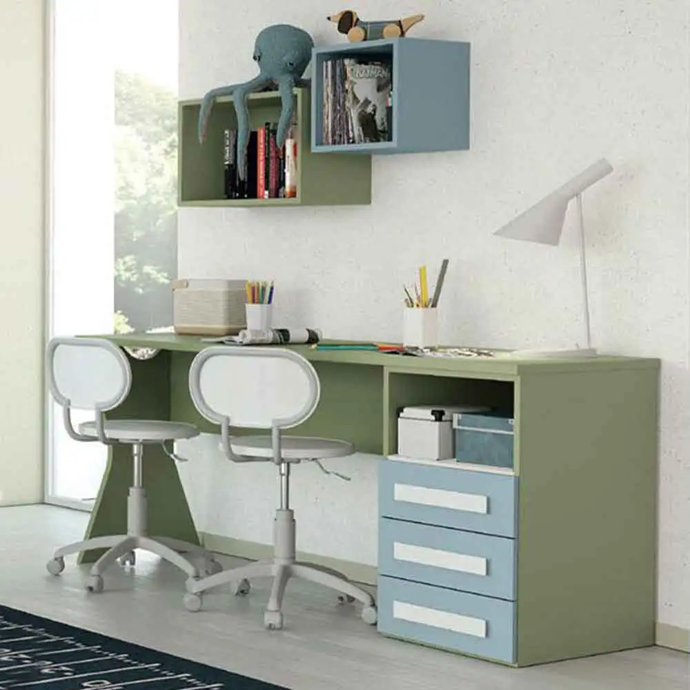 Scrivania moderna per camerette in finitura Cadaques e Oliva