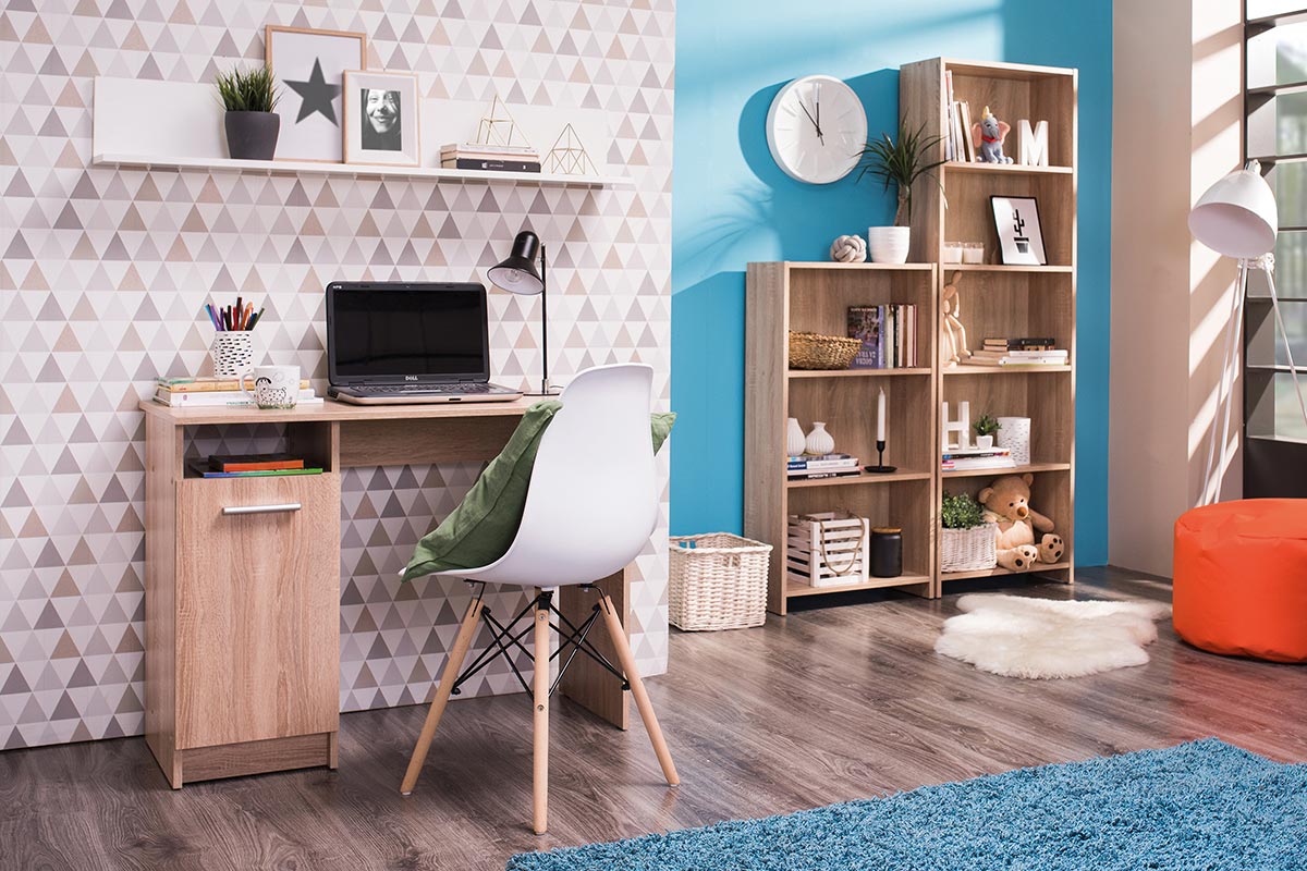 Scrivania con un'anta, finitura Rovere 