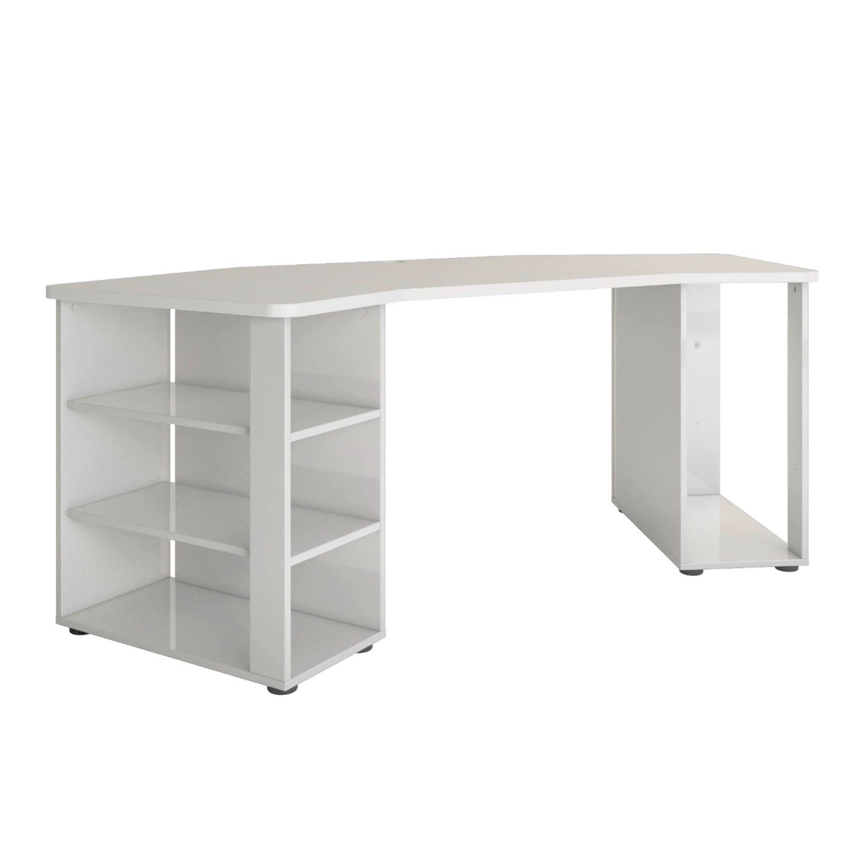 Innovativa Scrivania moderna colore Bianco lucido, Made in Italy