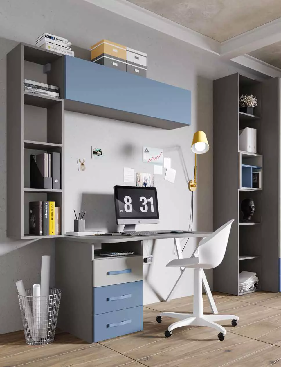 scrivania avio e grigia