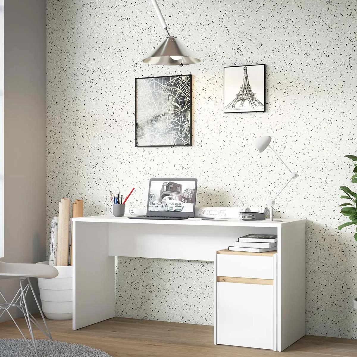 scrivania cassetti bianchi