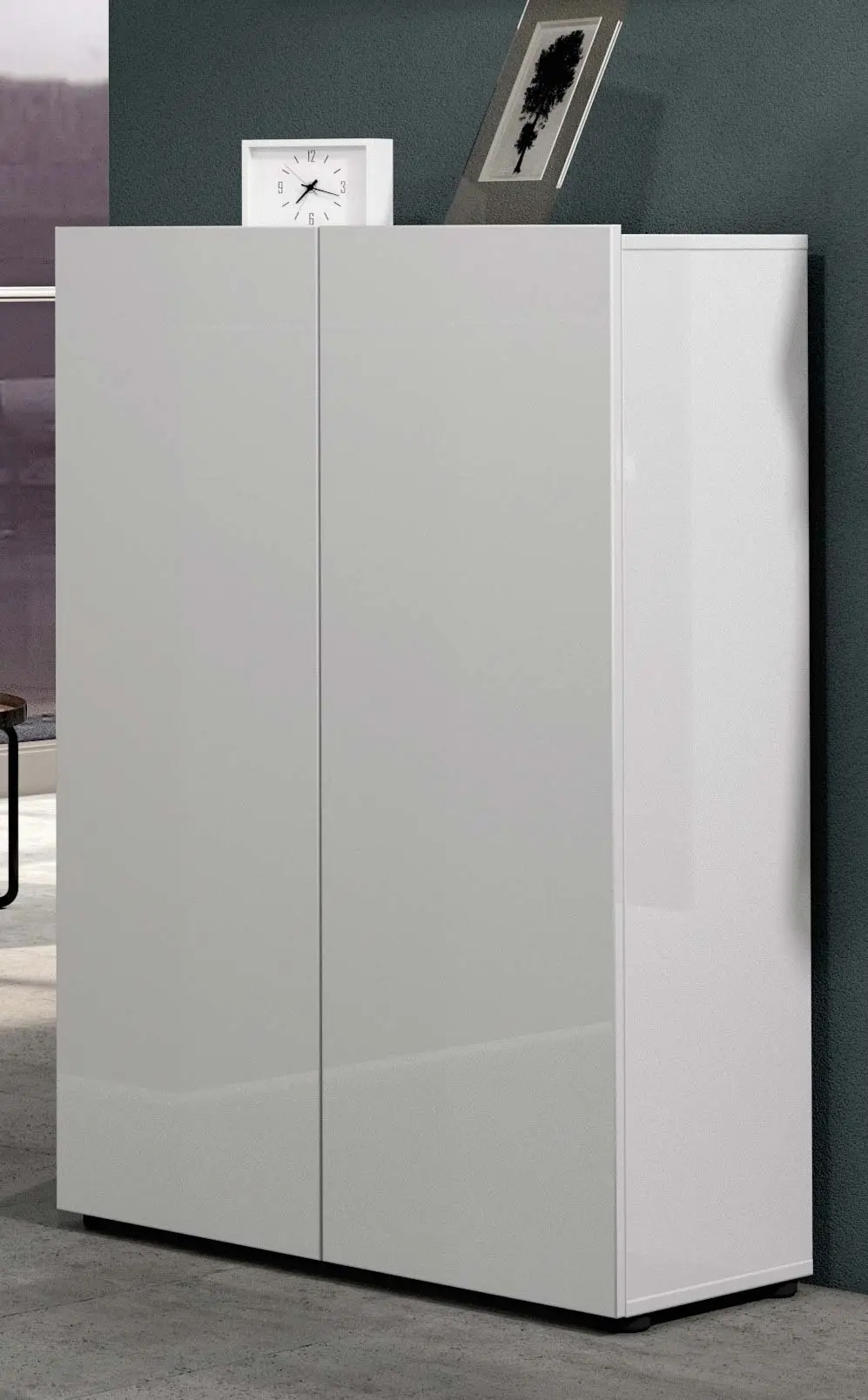 Scarpiera alta a 2 ante Bianco lucido