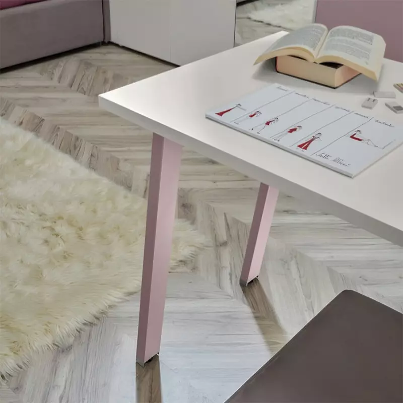 Scrivania camerette Moretti Compact, Bianco luce e Peonia laccato