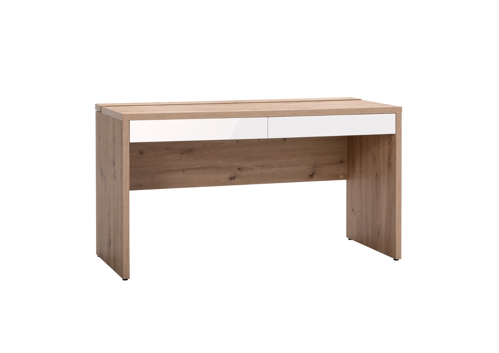 Scrivania moderna da ufficio finitura Rovere e Bianco laccato, Made in Italy