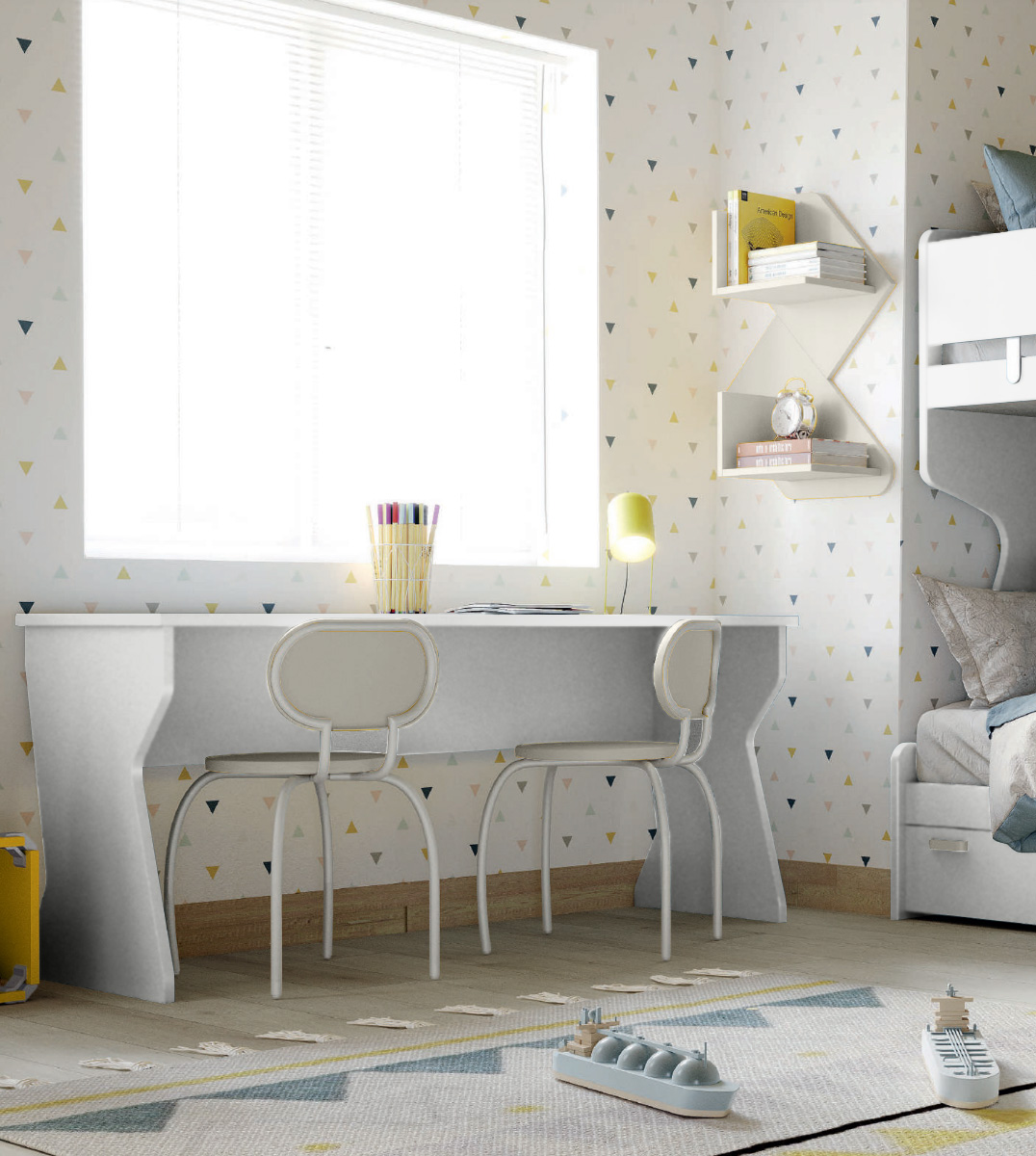 Letto a castello bambini con 2 cassetti, Bianco e Grigio dorian