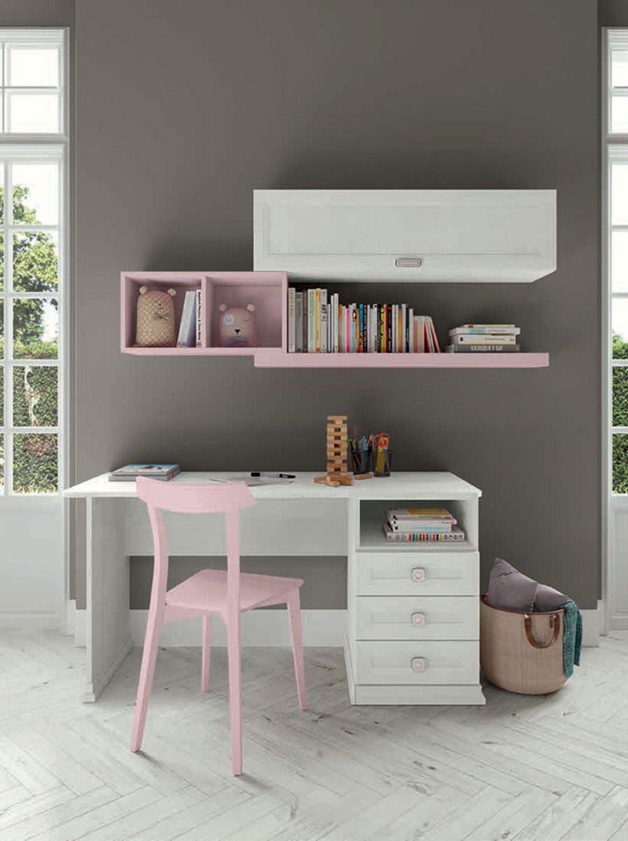 Scrivania classica per camerette, finitura Bucaneve