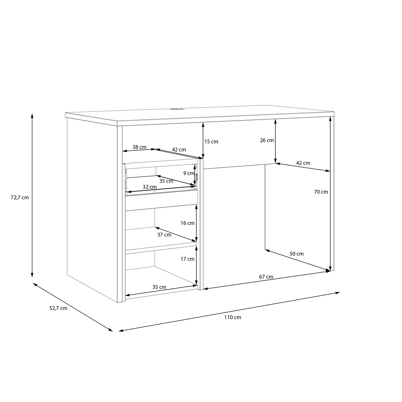 scrivania con cassetti bianca