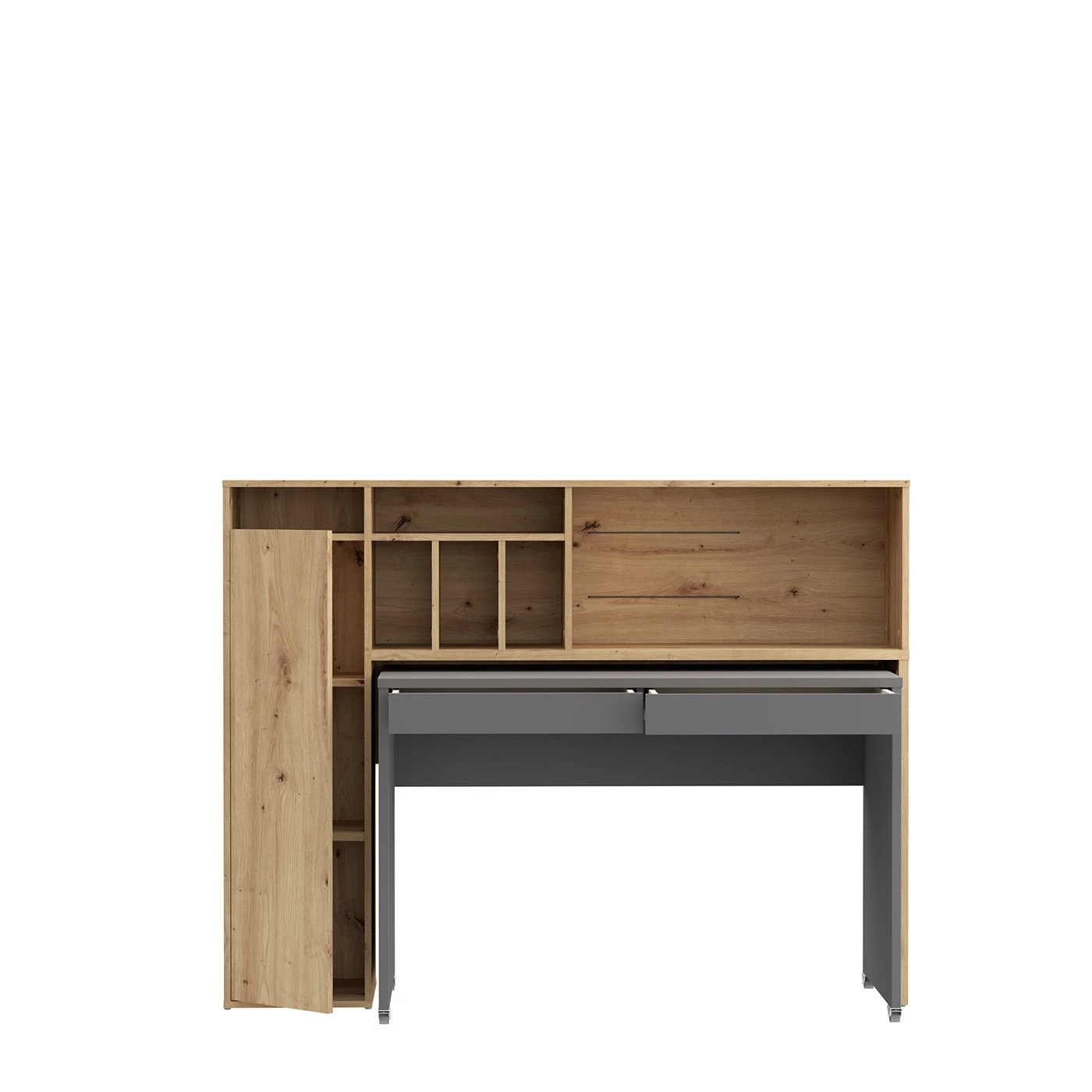 scrivania con ruote grigia