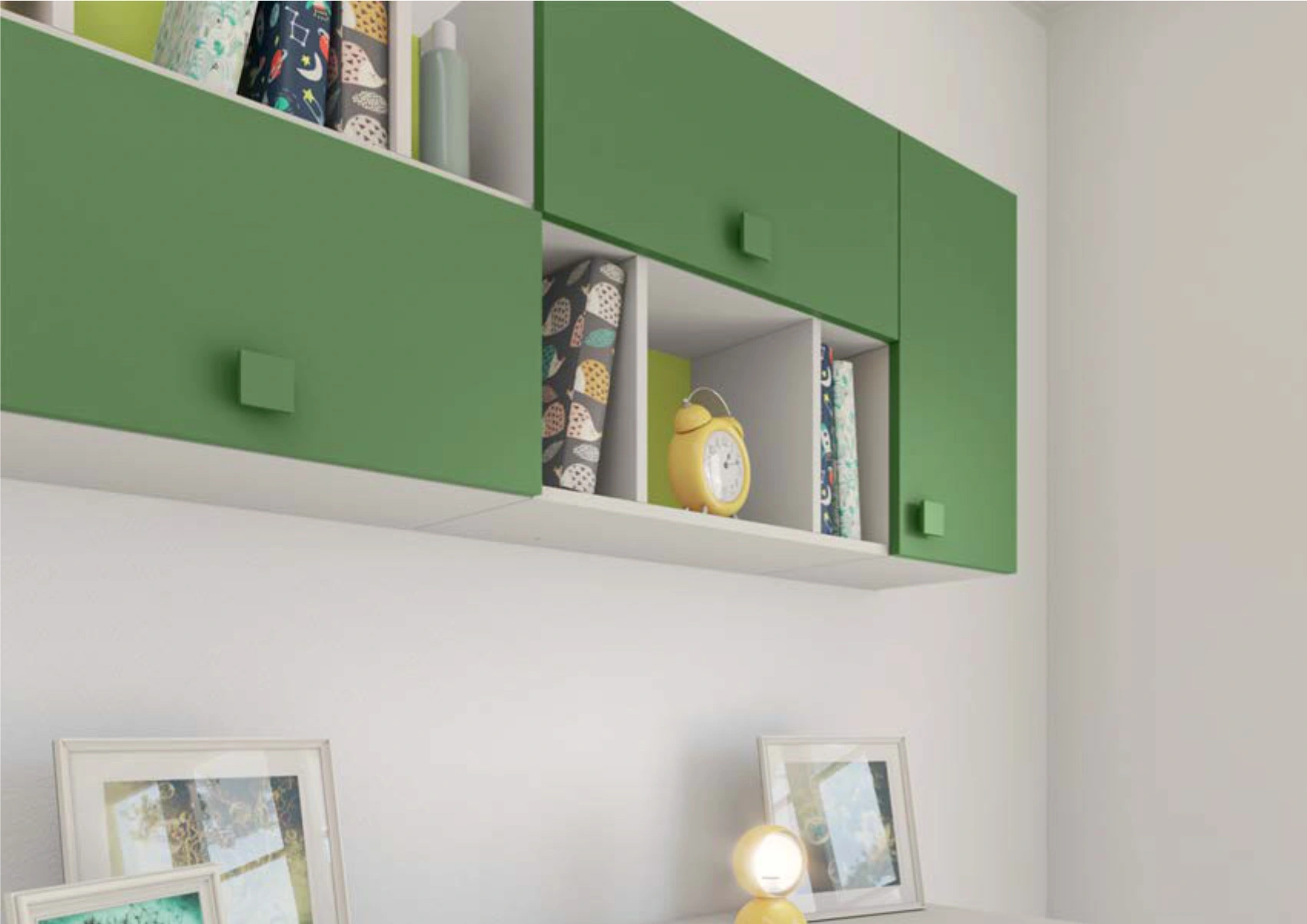 scrivania bianca e verde