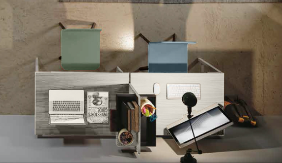 Scrivania doppia postazione in Bianco altea