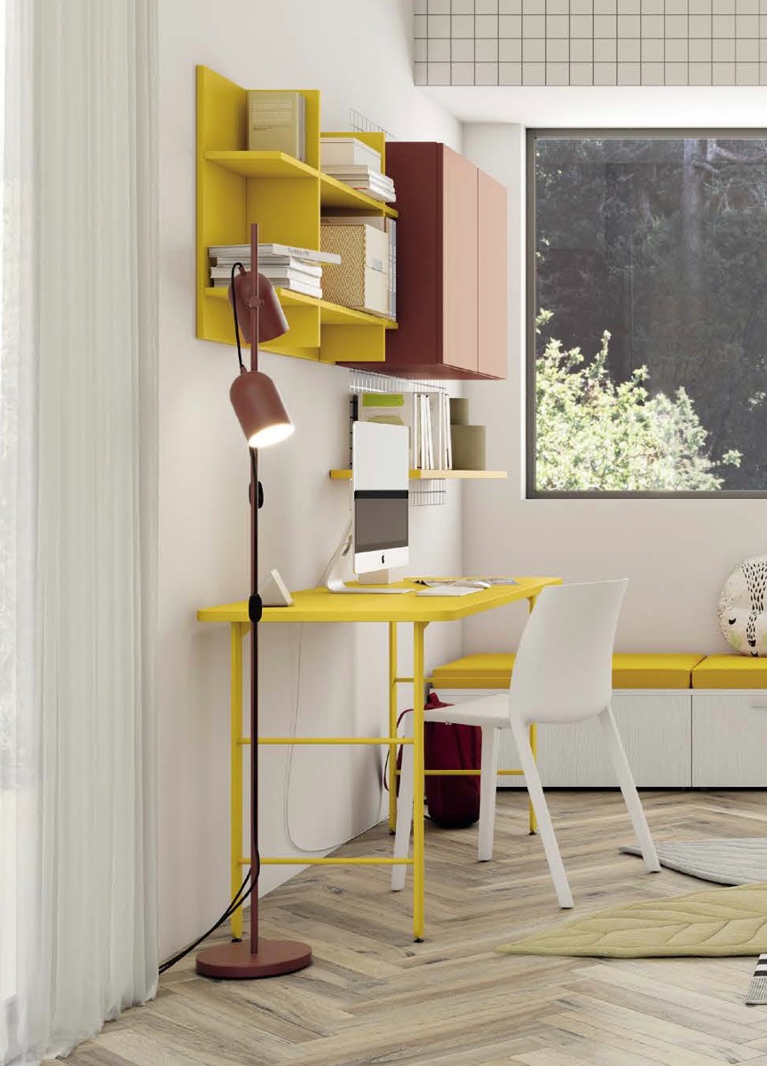 Scrivania moderna gialla zafferano per camerette