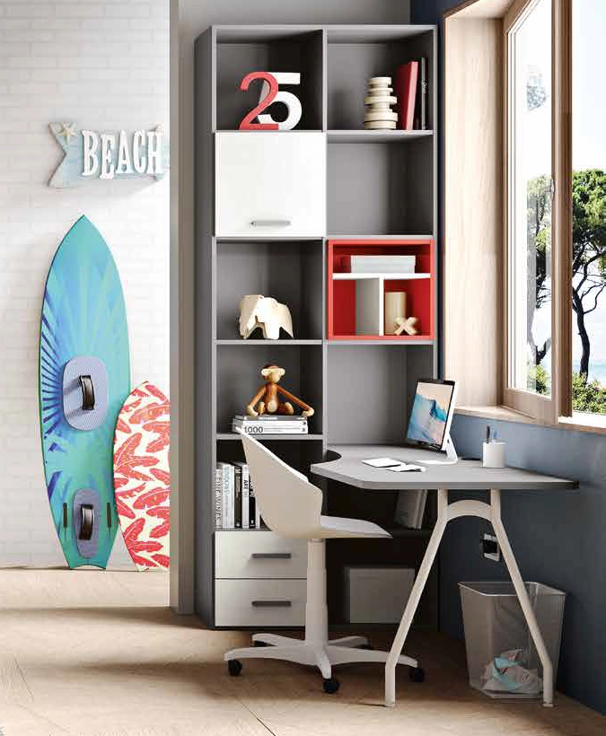 libreria con scrivania integrata