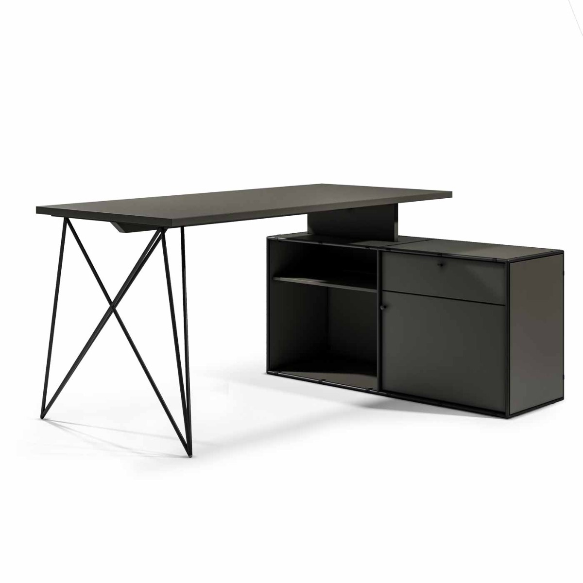 Scrivania moderna con cassettiera nera