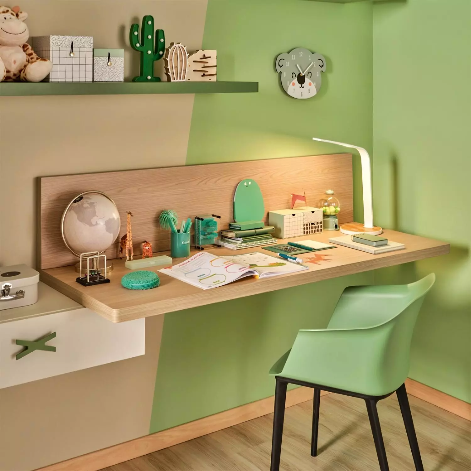 scrivania rovere sospesa