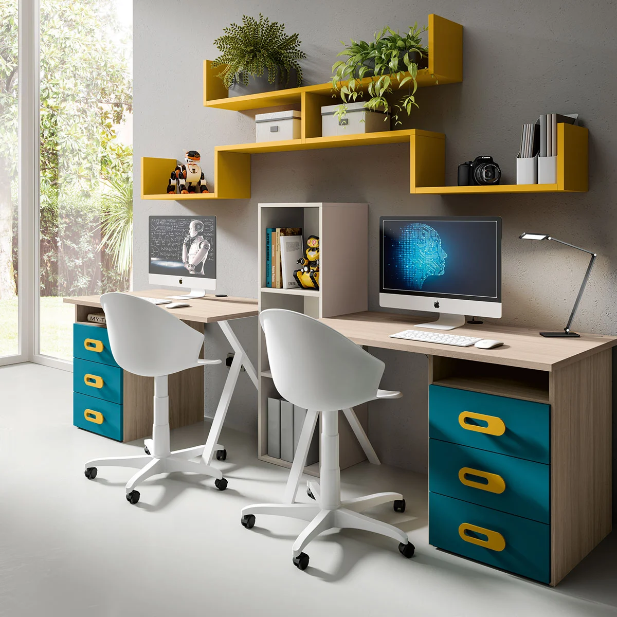 scrivanie moderne con cassettiera