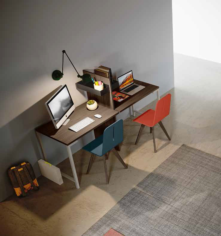 Scrivania con doppia postazione in Noce moro