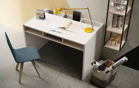 Scrivania con piano estraibile, finitura Bianco e Olmo natura