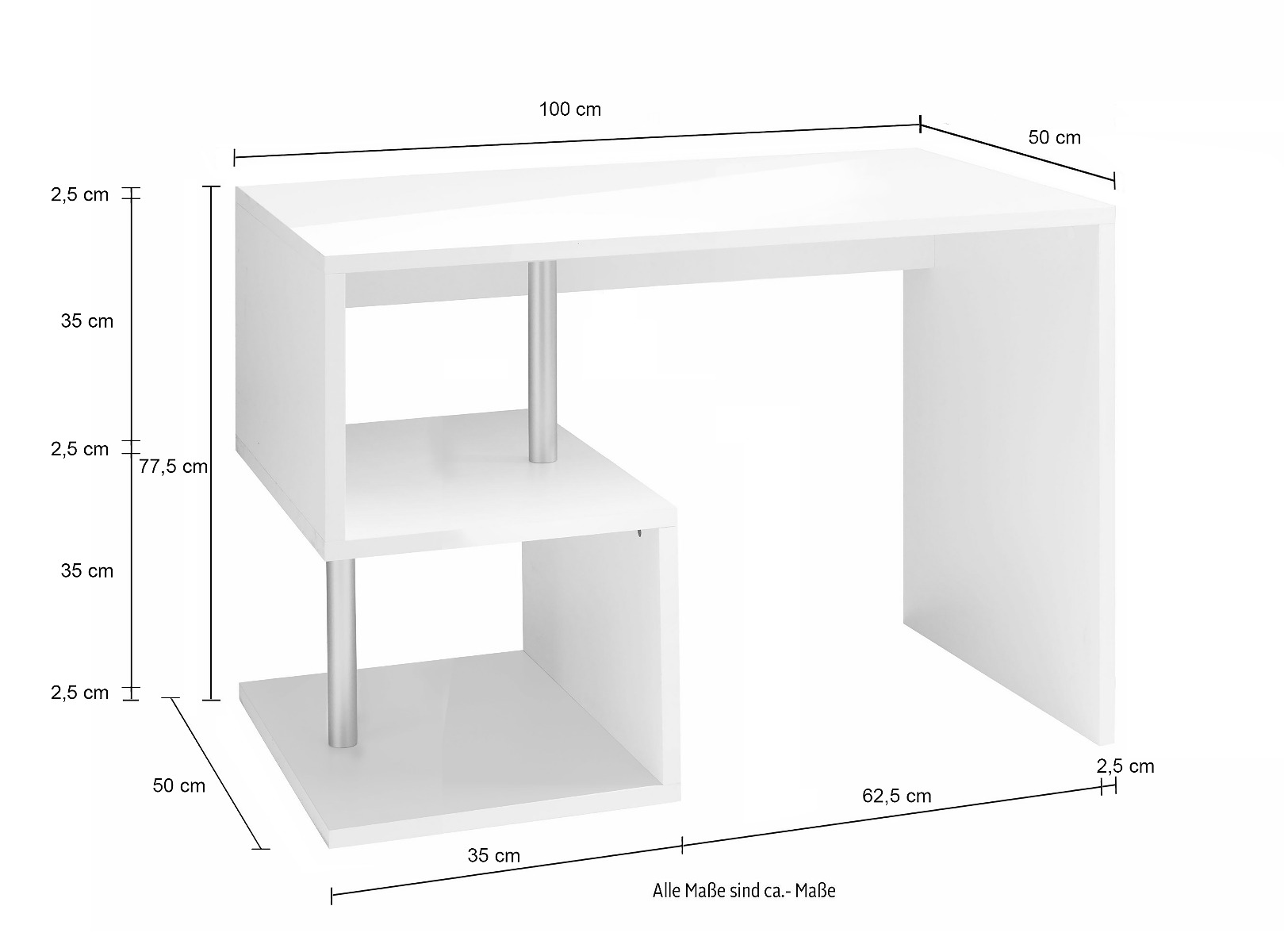 Scrivania scontata con gamba a "S", L.100