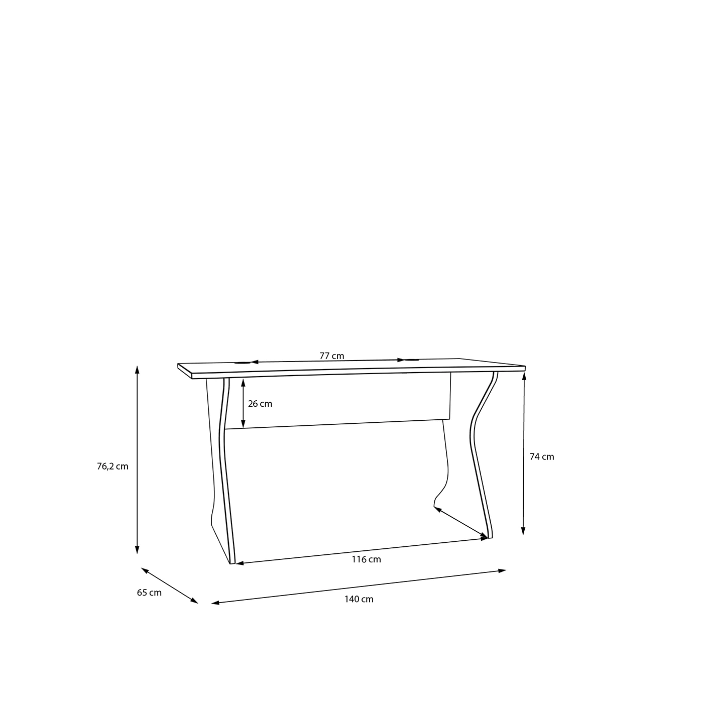 scrivania bianco opaco sagomata