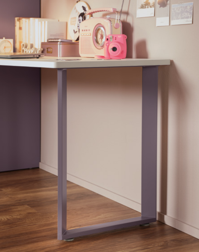 Scrivania camerette Moretti Compact, finitura Bianco e Mora laccato