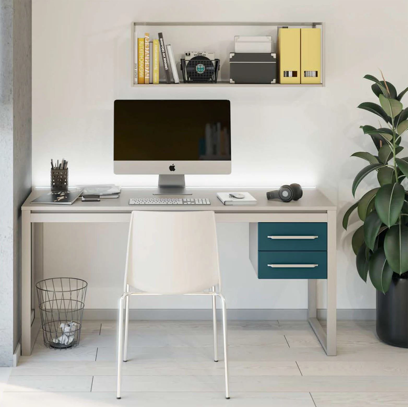 scrivania quarzo e blu