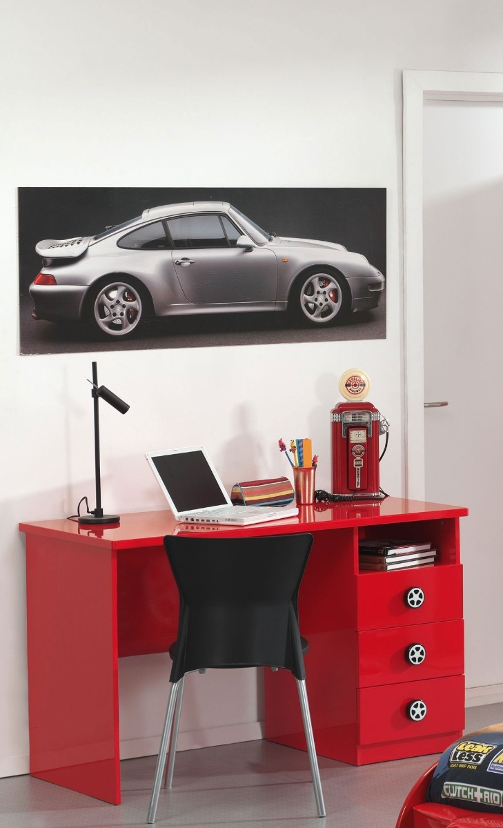 Letto a macchina per bambini, finitura Rosso laccato