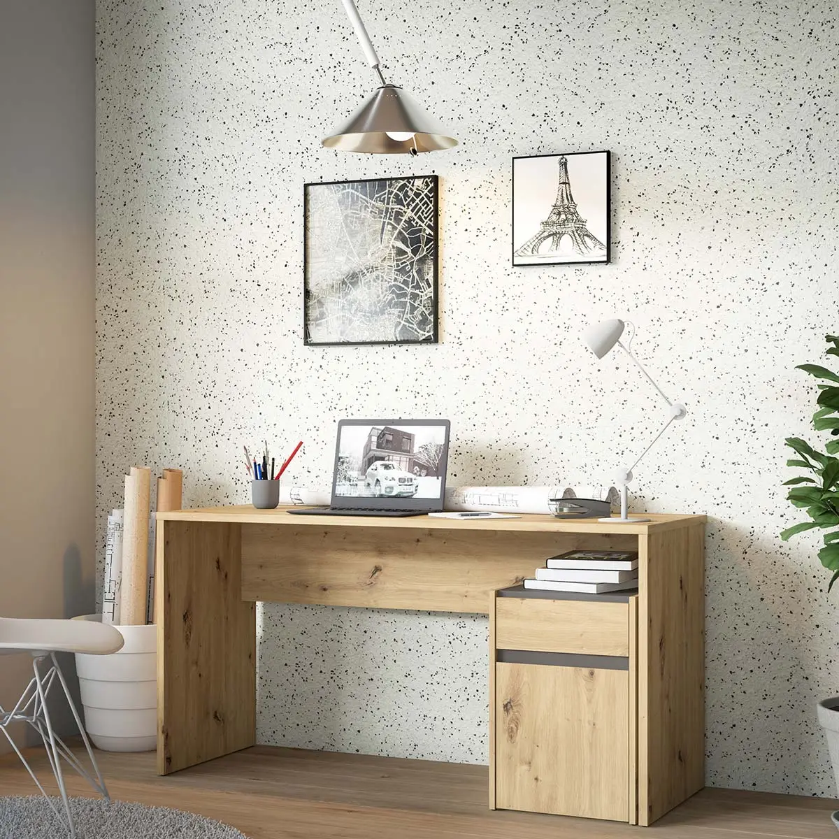 scrivania rovere con anta 