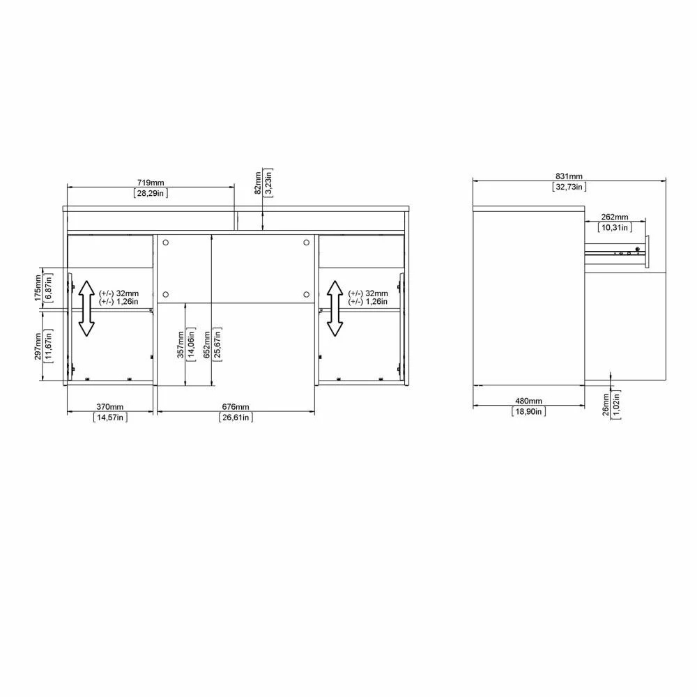 scrivania con alzata  color rovere