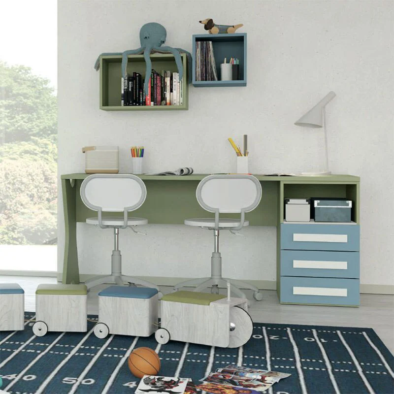 Scrivania moderna per camerette in finitura Cadaques e Oliva