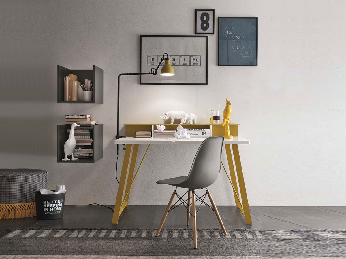 Scrivania gialla e Bianco gesso per camerette