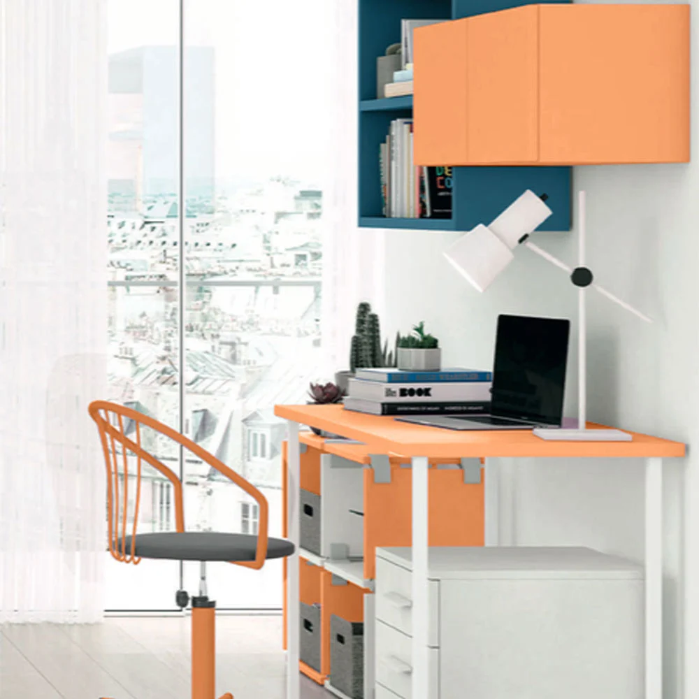 Scrivania per ragazzi in finitura Papaya, Cemento artico e Cadaques