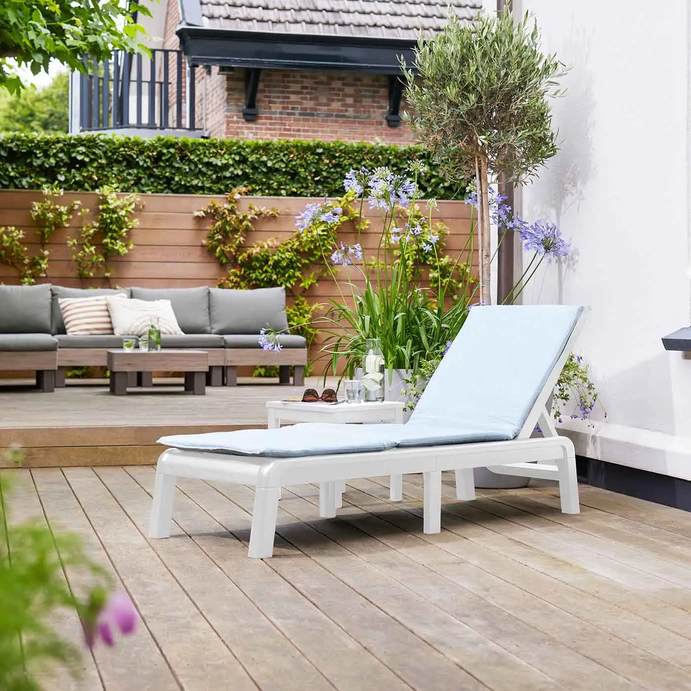 Sdraio reclinabile, 188x29x58 h cm, color Bianco