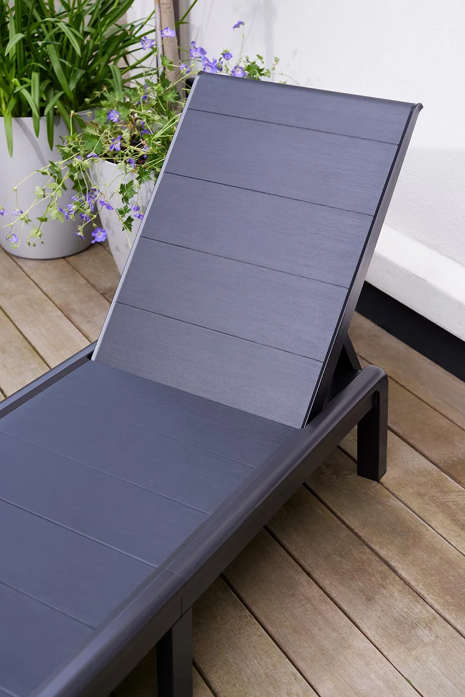 Sdraio con schienale reclinabile, 188x29x58 h cm, color Grafite