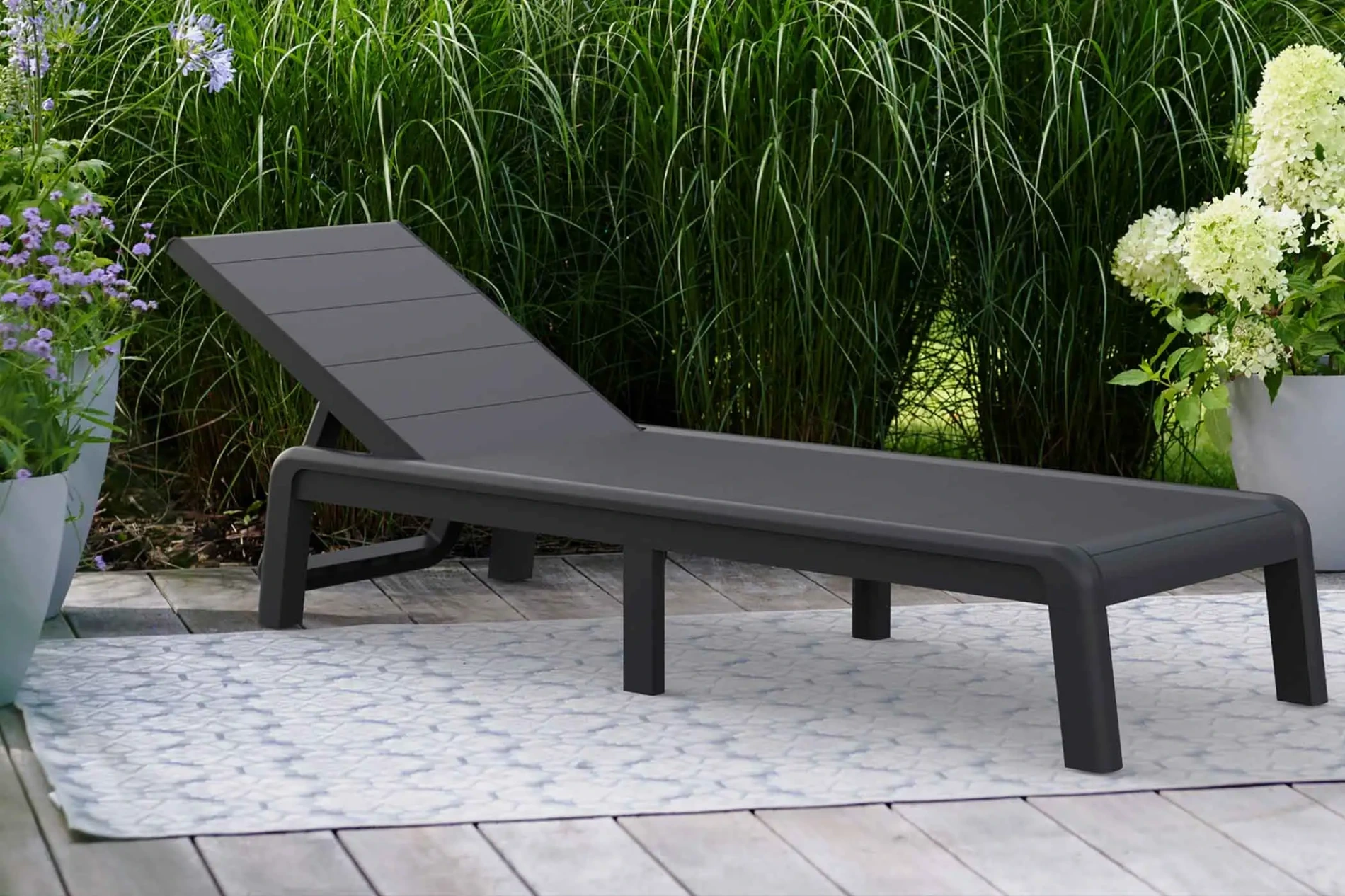 Sdraio con schienale reclinabile, 188x29x58 h cm, color Grafite