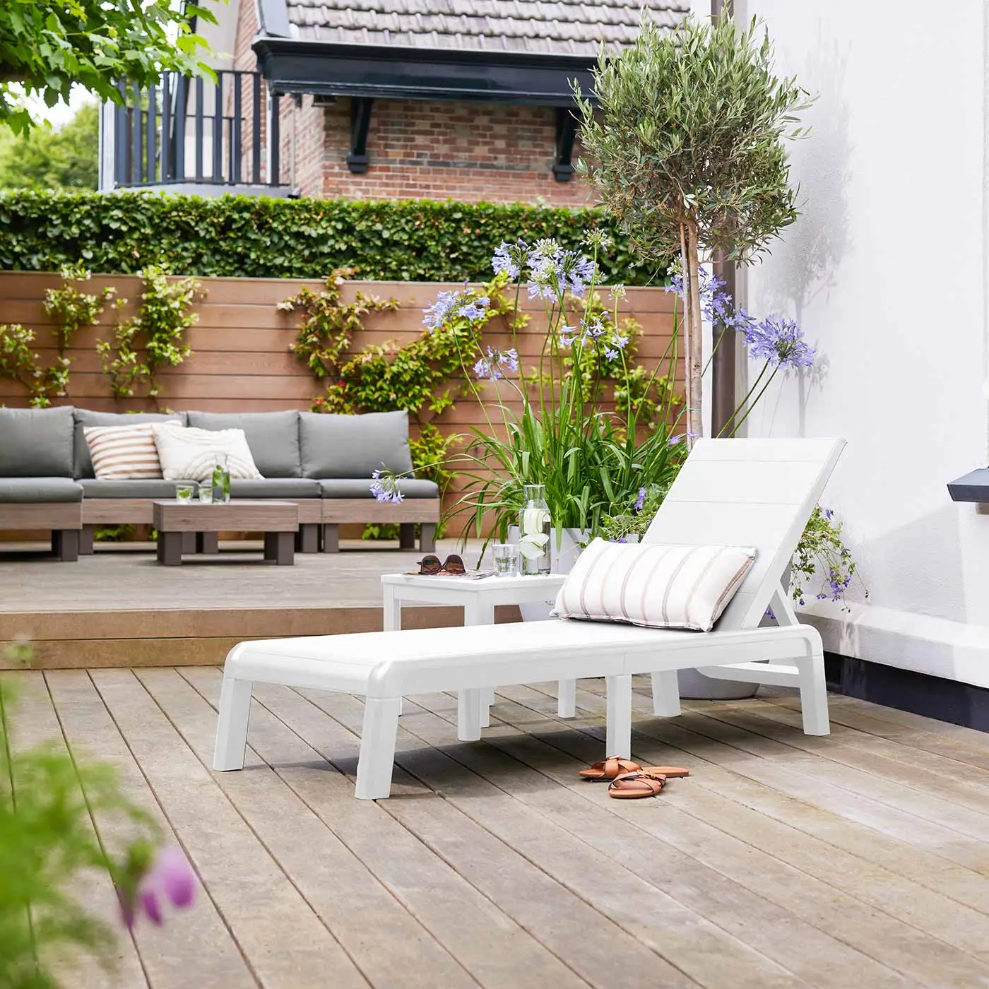 Sdraio reclinabile, 188x29x58 h cm, color Bianco