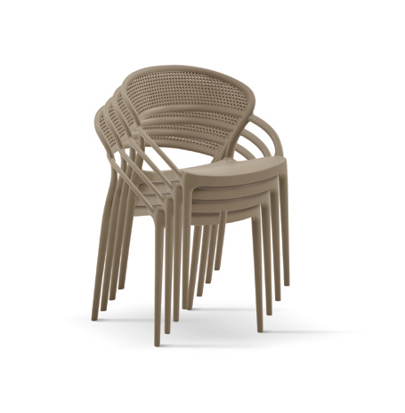 Sedia da esterno in fibra di vetro color tortora