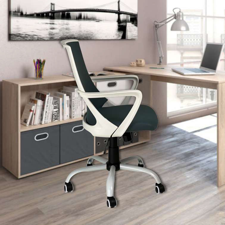 offerta Poltrona da ufficio moderna semi-direzionale, Nera e bianca