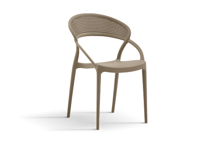 Sedia da esterno in fibra di vetro color tortora