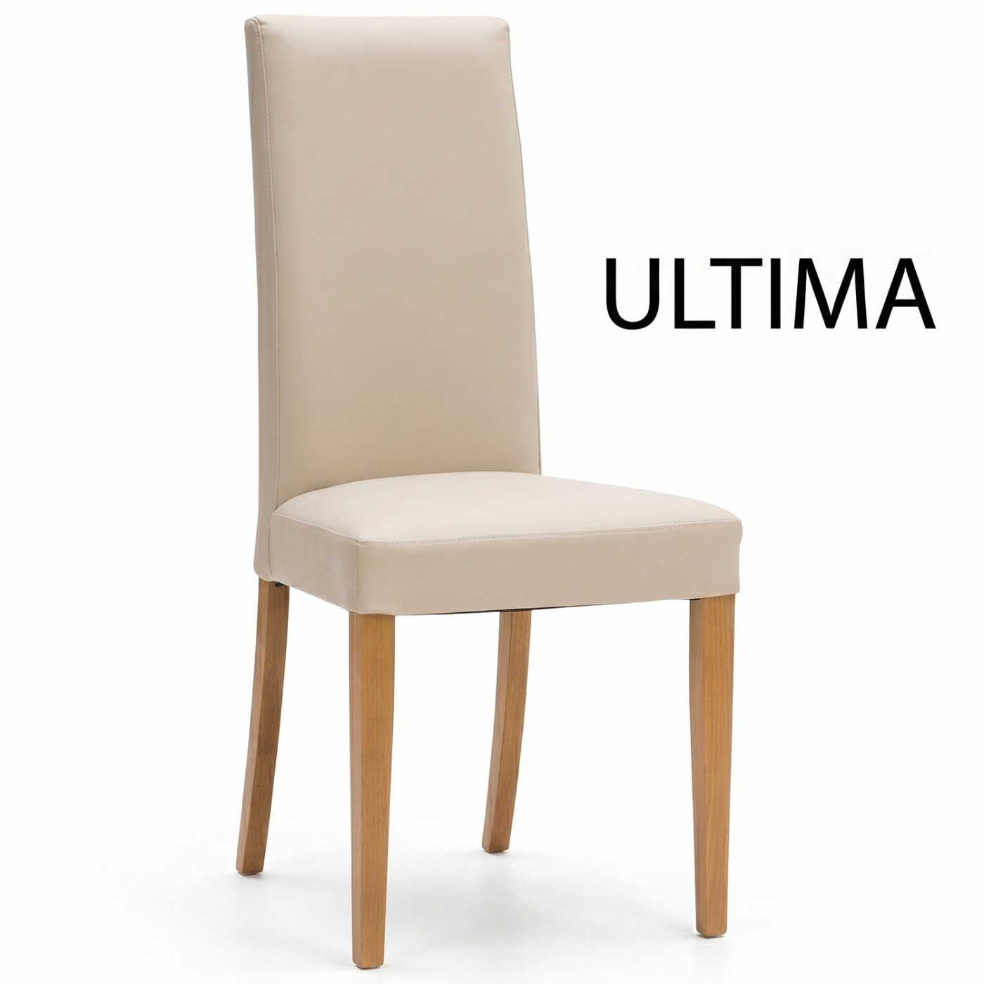 Sedia ecopelle Beige, con fusto Rovere
